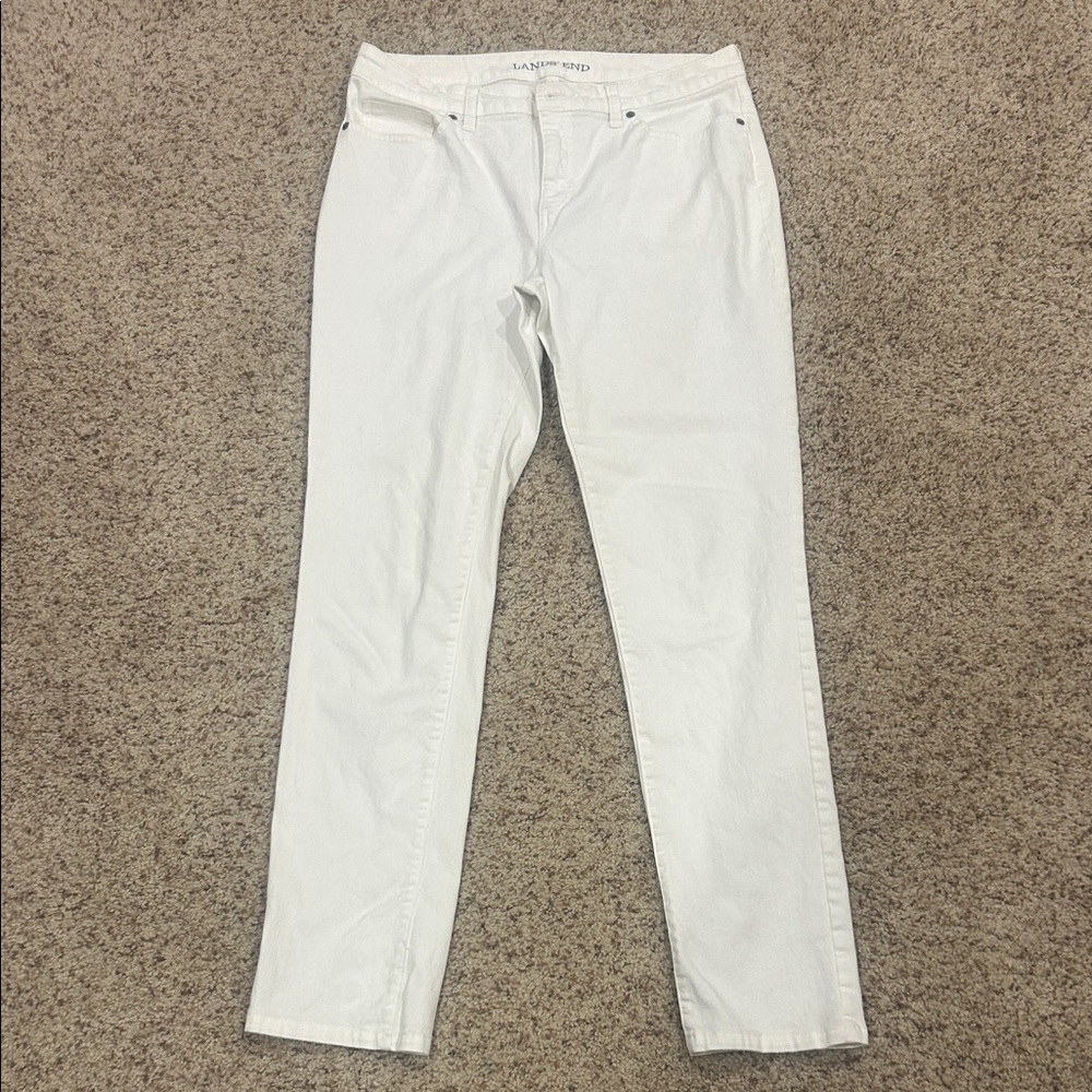Lands' End White Straight Jeans